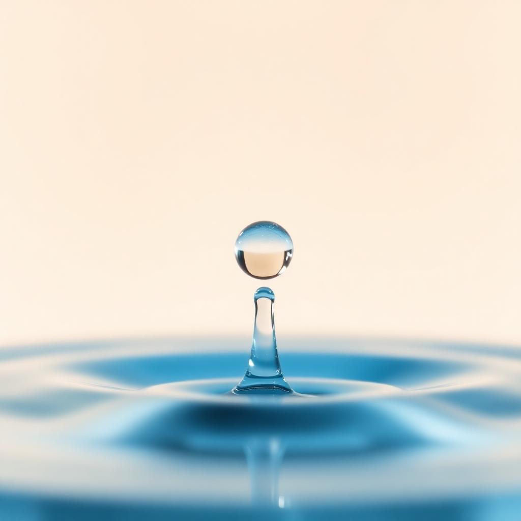 Water droplet splashing into purified water, the base of IRONPUR hypochlorous acid spray